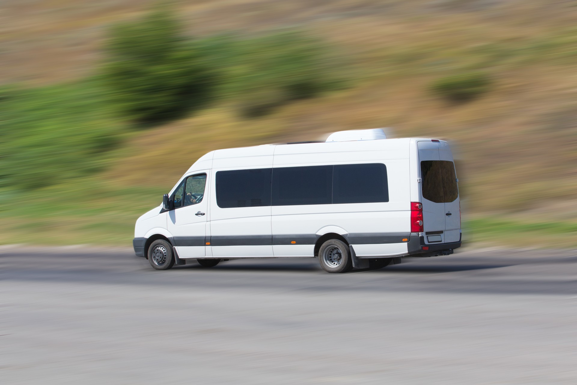 minibus moves on the highway